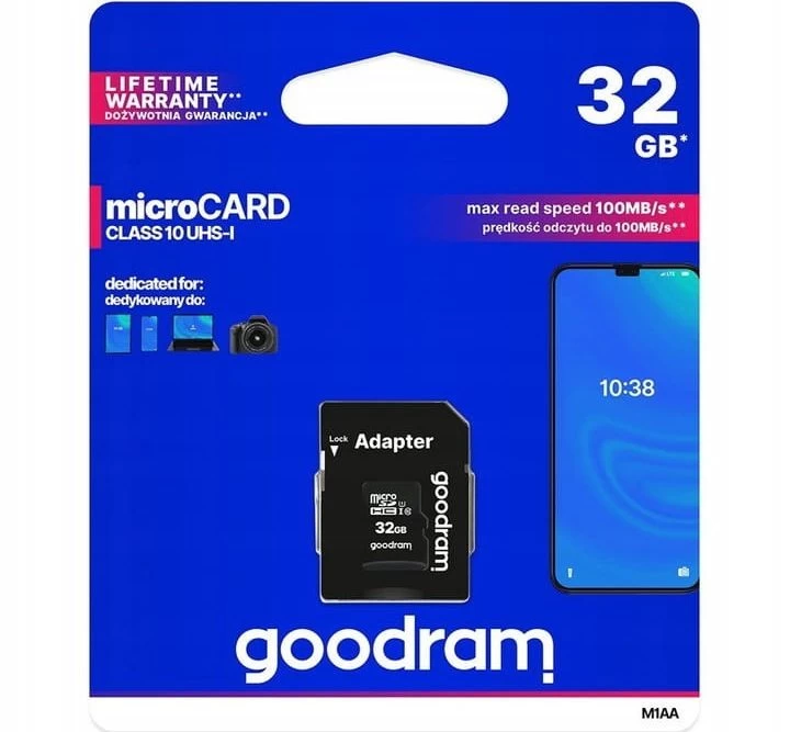 Karta Pamięci GOODRAM microSDHC 32GB class 10 UHS-I + adapter SD